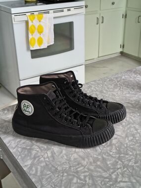 P.F. Flyers Men's Black High-Top Canvas Sneakers, Sandlot, Anti Slip Soles